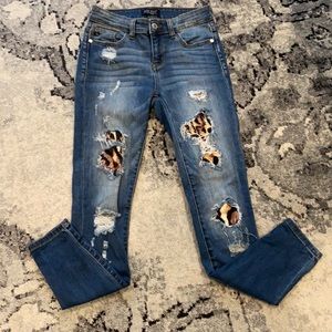 Judy Blue jeans with animal print insert